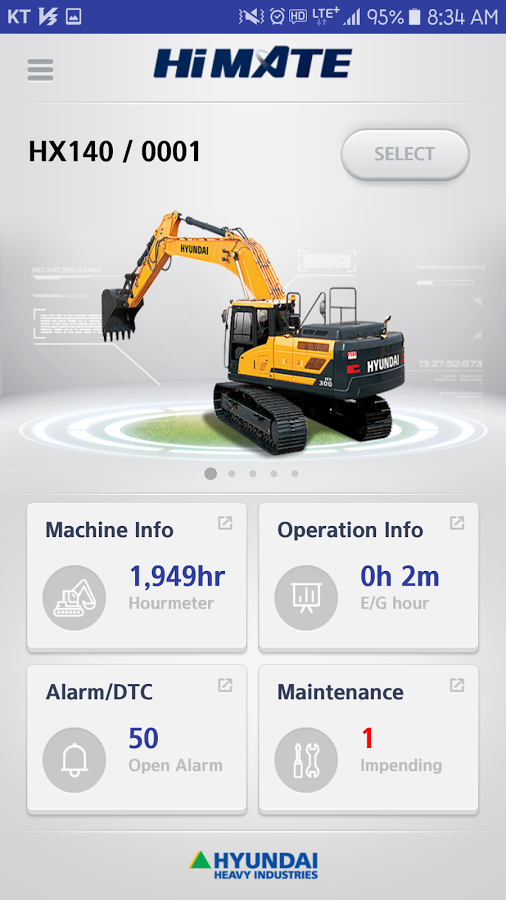 Hyundai Construction Equipment Extends Free Use of Hi-Mate Remote Management System to Five Years